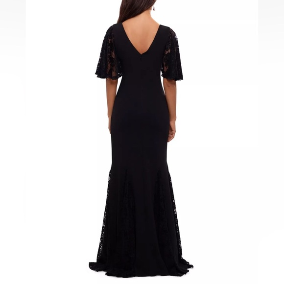 BETSY & ADAM Black Flutter Sleeve Full-Length Formal Mermaid Gown - Reemoly - Picture 2 of 2